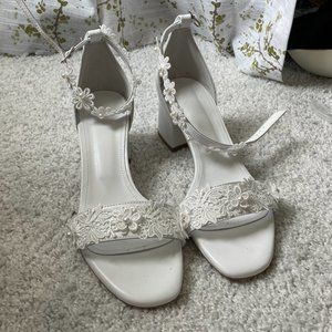 NEW- White Bridal Heel Sandals